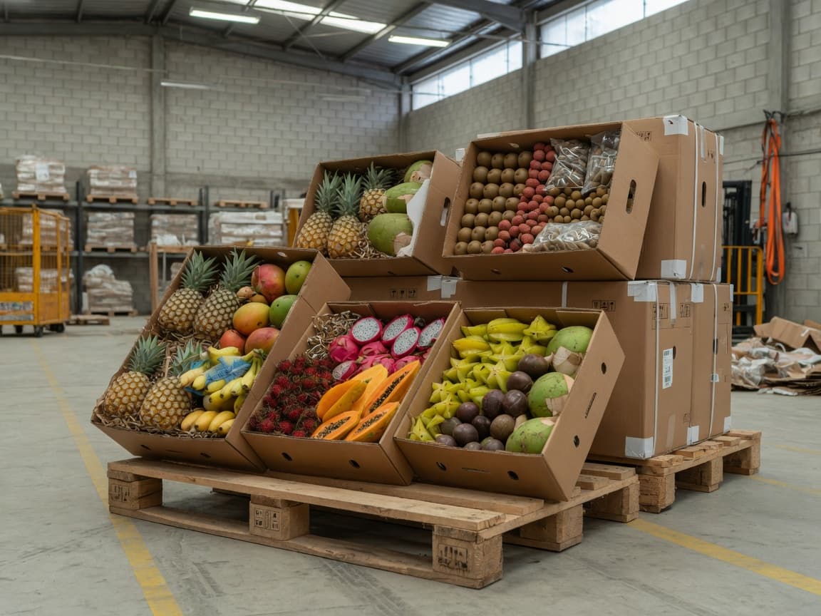 Packed fruit pallets ready to ship